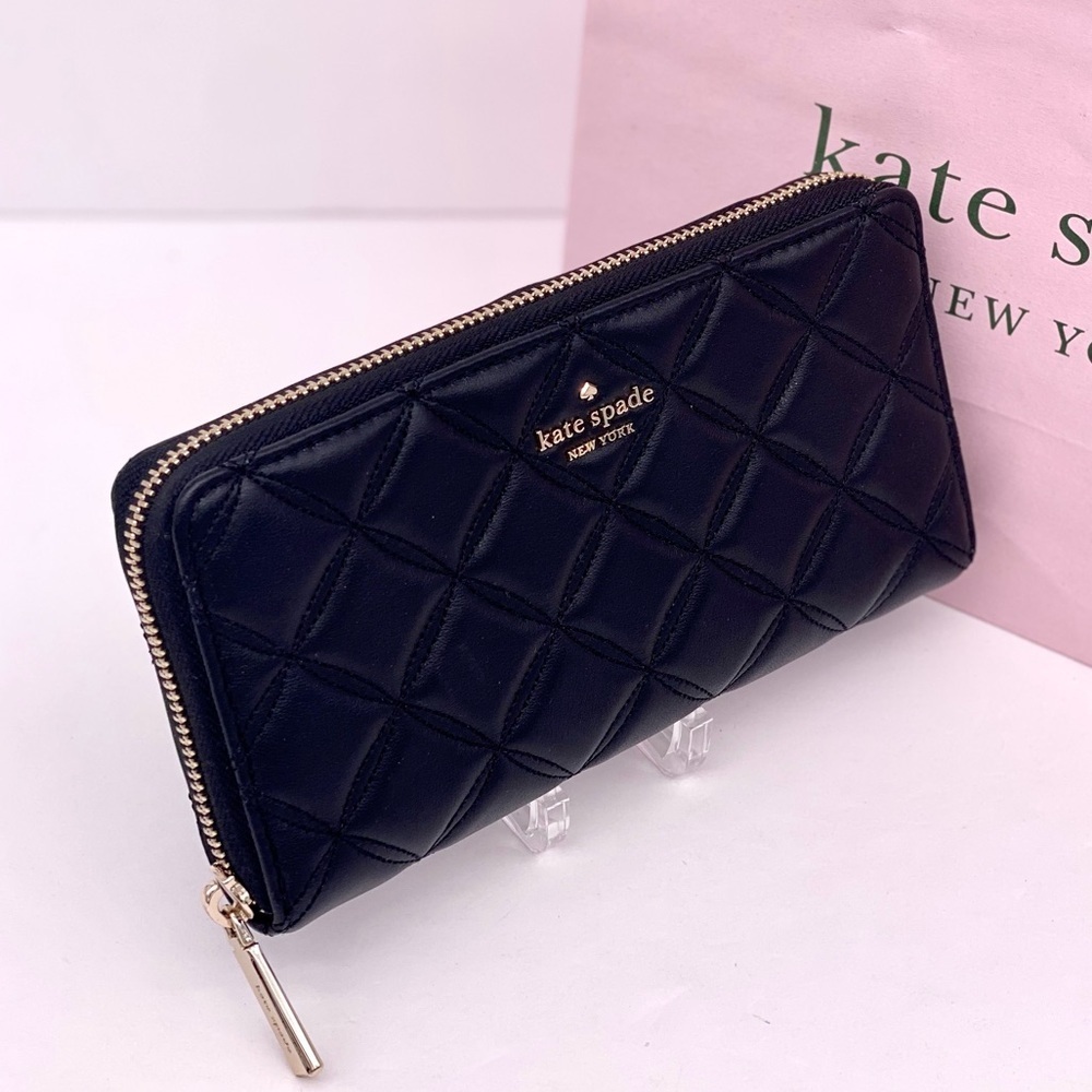 Kate Spade Large Natalia Continental Quilted Leather Wallet Black